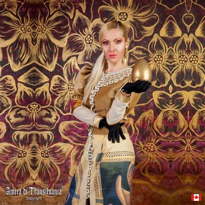 Vestido Color Beige Mujer Vestido Elegante Baile de graduación Terciopelo Macramé Crochet Cuello Alta Costura Foto 1 de 4