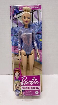 Barbie Gimnasta Rítmica Muñeca Rubia con Leotardo Metálico Colorido, 2 Bastones Foto 1 de 4