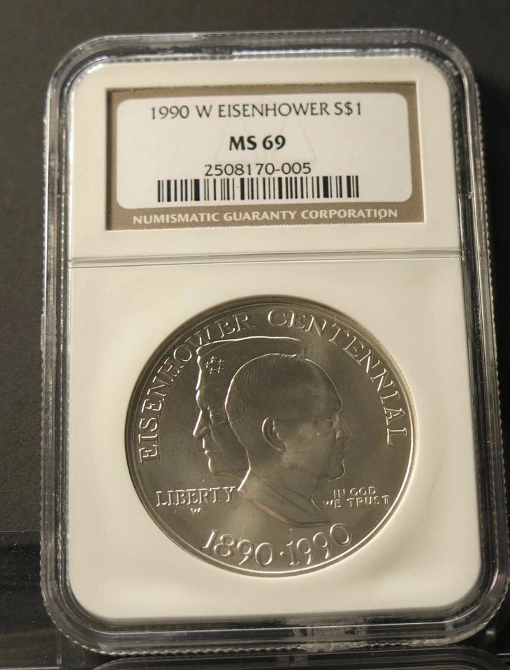 1990 W EISENHOWER Commemorative Silver Dollar NGC MS 69 - Image 1 of 1