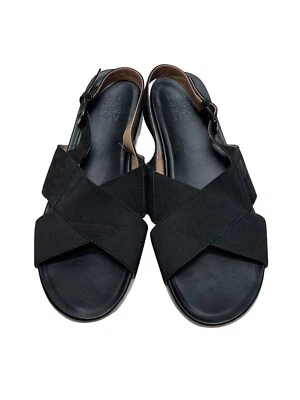 Sandalias planas Naturalizer de cuero negro y elástico con correa al tobillo Eliza talla EE. UU. 10 M Foto 1 de 4