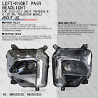 Pair Headlight For 2022-2023 Chevy Traverse W/O LED DRL Projector Front LH+RH Chevrolet Traverse