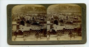 Vintage Stereoview Tsarist Russian Troops in the Harbor Port Arthur Manchuria - Picture 1 of 2