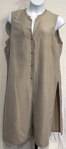 EILEEN FISHER Sleeveless Long Jacket Vest Size 1X Silk Blend Frog Button Slit - Picture 1 of 12