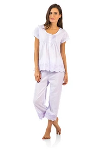 Casual Nights Women's Short Sleeve Floral Capri Pajama Set  - Picture 1 of 21