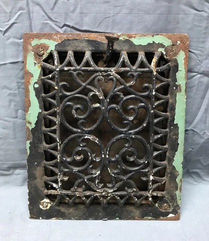 Antique Cast Iron Heat Grate Wall Register 8x10 Decorative Vintage Old 931-22B Cover