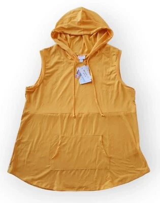 Lularoe Solid Yellow XL Brittany Hoodie Sleeveless Pullover NEW! - Image 1 of 3