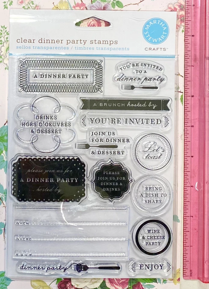 ¡NUEVO! SELLOS DE CENA FIESTA por Martha Stewart postre invitación vino queso rsvp tenedor Foto 1 de 1
