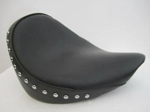 Harley Black Vinyl Studded Solo Seat, Softail 99-2014 - FAST SHIPPING - Picture 1 of 12