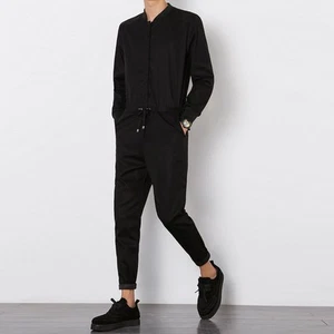 UK STOCK tuta uomo manica lunga pezzo unico salopette zip tutto in 1 pantaloni moda - Foto 1 di 7