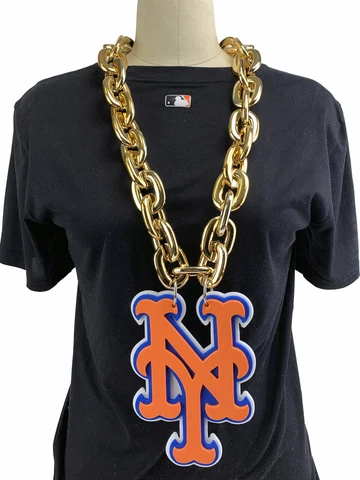 New MLB New York Mets GOLD Fan Chain Big Necklace Foam Cover