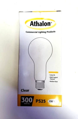Athalon 300PS25/CL130/ATH Std Base 300 Watt Clear Light Lamp Bulb - Image 1 of 4