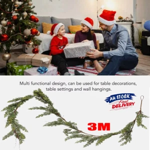 3M Christmas Pine Garland Decoration Greenery Garland Realistic Cedar Garland AU - Picture 1 of 10