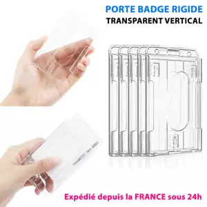 Porte Badge Vertical Rigide Etui Carte Double Face Plastique Transparent Lot - Foto 1 di 6