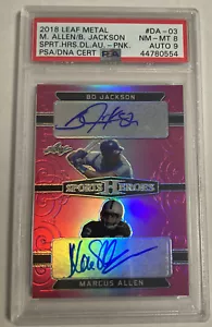2018 Leaf Metal Heroes Bo Jackson / Marcus Allen Auto 1/2 Autograph Red Psa 9 Au - Picture 1 of 8