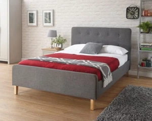 Grey Ashbourne 5ft King Size Fabric Bedstead- Assembly Opt- LOCAL DELIVERY ONLY - Picture 1 of 1
