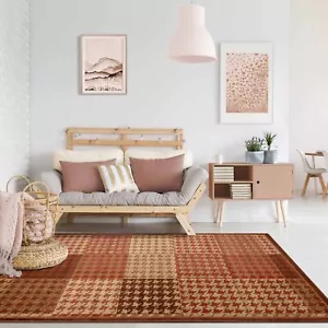 Abstract Checkered Geometric Border Colorfast Power Loomed large Indoor Area Rug - Picture 1 of 17