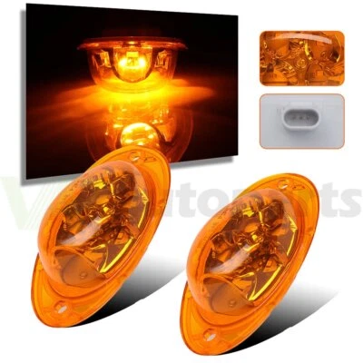 2 шт. 5 светодиодных желтых боковых габаритных огней указателя поворота для грузового лайнера Cascadia - Изображение 1 из 4