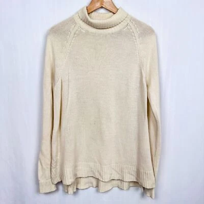 Ann Taylor Wool Cashmere Blend Turtleneck Jumper Sweater Sz M Ivory Cream Knit - Image 1 of 4