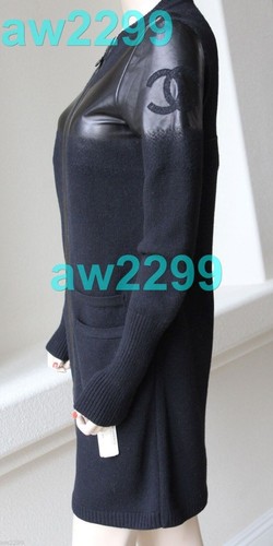 ABITO CHANEL $5865 NUOVO CON ETICHETTE IN PELLE DI AGNELLO E LANA CERNIERA CC LOGO 38 NUOVO NERO