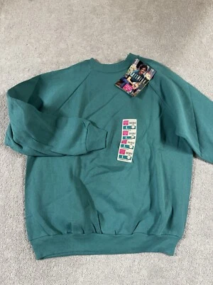 ¡NUEVO CON ETIQUETAS! Suéter en blanco vintage años 90 Hanes Her Way para mujer L sudadera verde azulado damas Foto 1 de 4