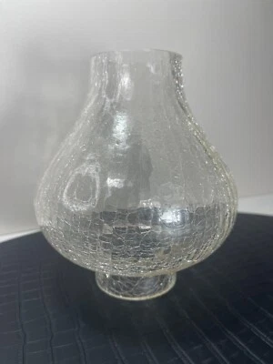 Ancien Globe en Verre Craquelé pour Lustre ou Suspension Forma Cheminée Vintage - Photo 1/4