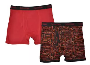 Calvin Klein Boys Black/Orange 2 Pack Boxer Briefs Size 4/5 6/7 8/10 12/14 16/18 - Picture 1 of 1