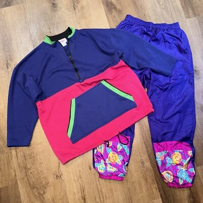 De colección Traje de Pista Mujer Sudadera Top Chaqueta Cortavientos Pantalones Conjunto de Correr Años 90 Foto 1 de 4