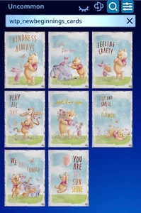 Topps Disney Collect Completo Poco Común Nuevos Comienzos Poco Común Set de 8 Tarjetas - Imagen 1 de 1