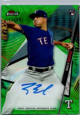 2020 Topps Finest Green Refractor Rookie Auto /99 - Brock Burke - Rangers RC! - Image 1 of 2