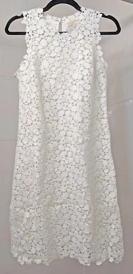 Платье-футляр Michael Kors белое винтажное вязаное крючком с цветочным рисунком кружевное лазерная резка размер 6 - Изображение 1 из 4