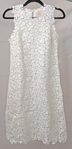Abito in guaina floreale Michael Kors bianco vintage all'uncinetto pizzo floreale taglio laser taglia 6