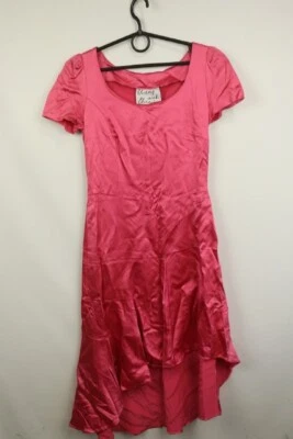 Vestido midi vintage Moschino barato y elegante rosa acetato manga corta cuello redondo 10 Foto 1 de 4