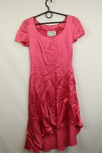 Abito midi vintage Moschino economico e chic rosa acetato manica corta scollo a scoop 10