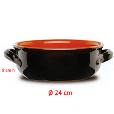 Pentola casseruola tegame in terracotta 24x9hcm con manici multiuso Nuovo
