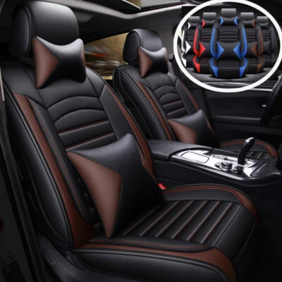 For Subaru Leather Car Seat Covers 5-Seats Full Set Front Rear Seat Protector - Image 1 of 4