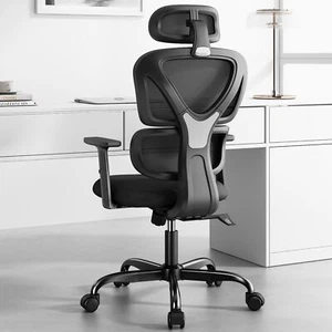 SYTAS ERGONOMIC OFFICE CHAIR HIGH BACK MESH LUMBAR SUPPORT ADJUSTABLE - BLACK - Picture 1 of 5