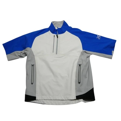 FootJoy DryJoys Tour XP Jacket Mens Large White Blue Short Sleeve Golf Rain - Image 1 of 4