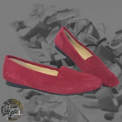 Mocasines planos Enzo Angiolini para mujer de gamuza roja sin cordones punta cuadrada talla 7,5 M Foto 1 de 4