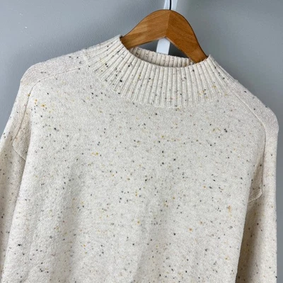 Ann Taylor LOFT Sweater Womens XS Oversized Cream Speckle Stretch Cozy - Image 1 of 4