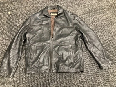 Columbia Brown Leather Flight Bomber Jacket Coat Insulated Full-Zip Vintage ~ L - Image 1 of 4