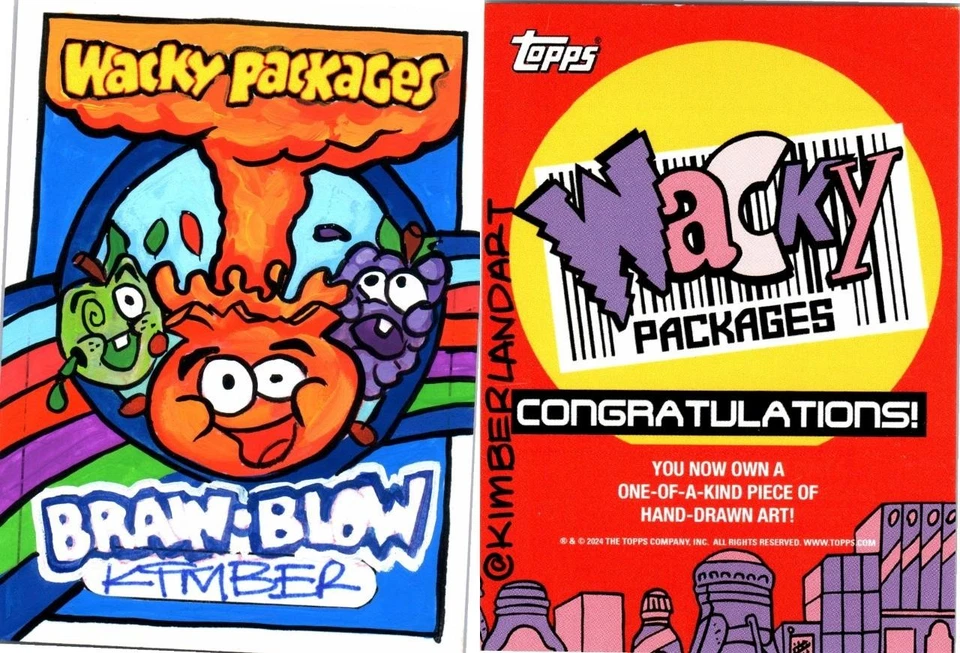 2025 WACKY PACKAGES - ARTIST SKETCH CARD - BRAIN BLOW CHARACTER by  KIMBER   246 - Image 1 of 1