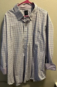 Tailorbyrd Mens Plaid Check Button Shirt Size 3XL Long Sleeve Purple Cotton - Picture 1 of 7