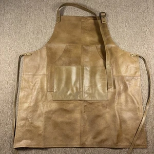 Apron Leather Bbq Butcher Brown Woodworking Men New Women Genuine Pockets - Picture 1 of 6