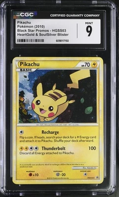 CGC 9 MINT Pikachu 2010 Black Star Promos HGSS03 Holo Pokemon Card - Image 1 of 2