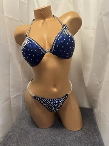 COMPETITION BIKINI  POSING SUIT Midnight Blue 34D Large Bottom - Picture 1 of 4