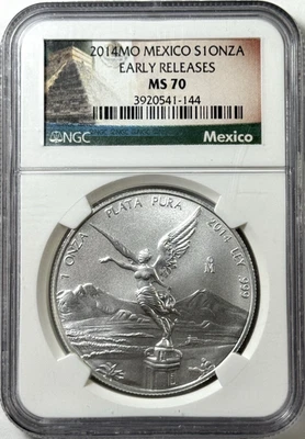 2014 Mexico Brilliant Unc. Libertad 1 oz Silver Coin - MS70 NGC - Perfect Grade! - Image 1 of 2