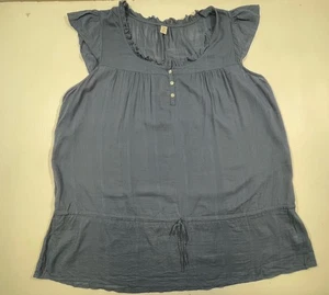 Old Navy Damenbluse blau leicht Baumwolle ärmellos Drop Waist zum Binden XXL - Bild 1 von 11