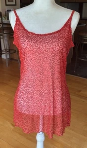 Camiseta sin mangas túnica grande naranja rojo lentejuelas transparente sin mangas elástica sirena Swiftie - Imagen 1 de 9