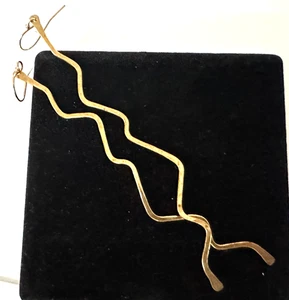 LONG Vintage Earrings MARKED 14K GOLD FILLED Pierced Dangle Squiggle lot y - Picture 1 of 4