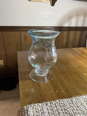 Blue Bubble Glass Hurricane Candle Shade - Image 1 of 3